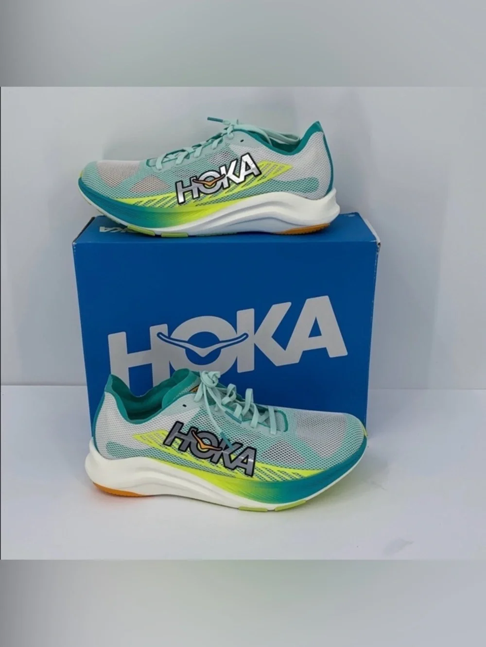 Hoka One One Cielo road running sneakers shoe white blue yellow women new 11